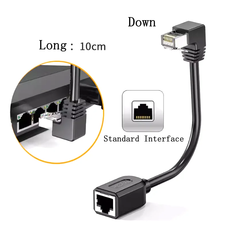 Przedłużacz sieci 10CM CAT6 Ethernet, 6 wtyczek RJ45 do gniazda ekranowany LAN ze złotym wtyczka powlekana do Modem Router telewizora