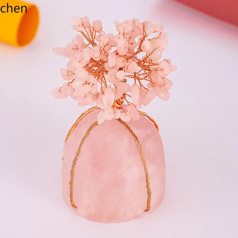 DSA  pink crystal tree - attract love & romance, auspicious pink quartz, birthday gift, bedroom decor, raw stone ornament