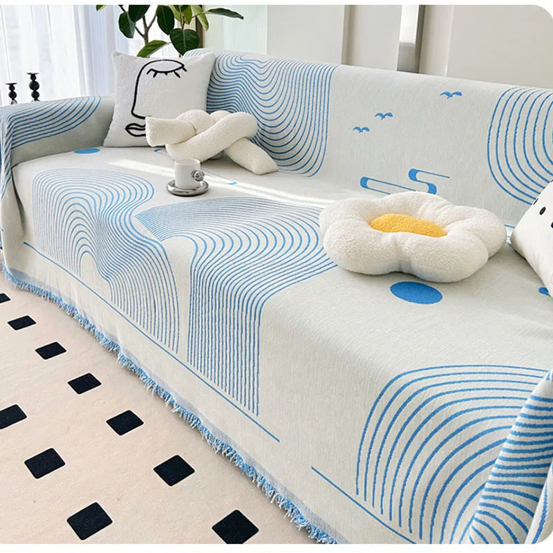 Ripples Pattern Sofa Cover, All-purpose Adjustable Sofa Cover Towel, Convenient Setting Elastic Beautiful Cushion Cover