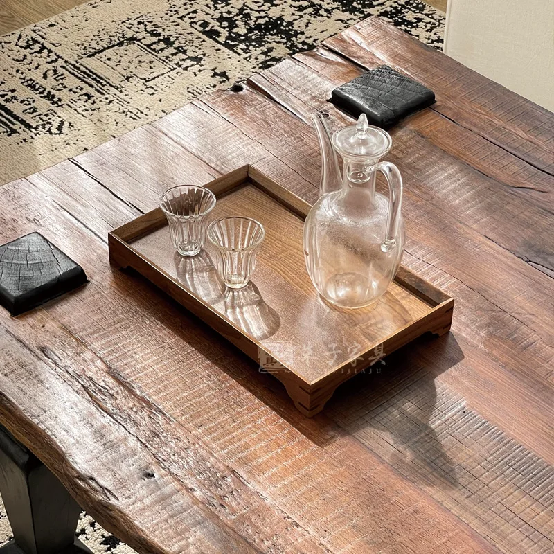 Wabi wind room low coffee table solid wood medieval rectangular coffee table B B elm coffee