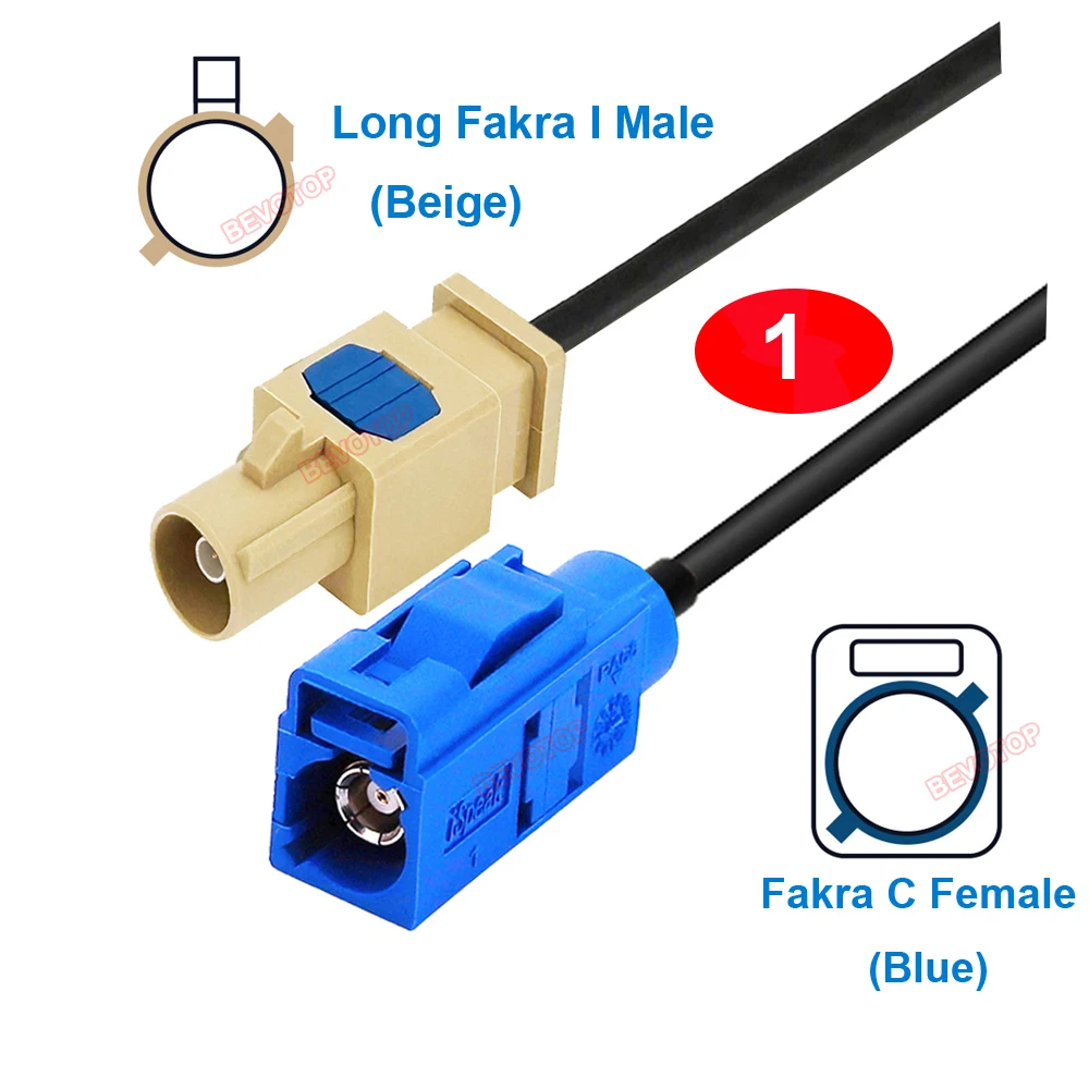 1PCS Blue Fakra C to Beige Fakra I Male / Female RG174 Cable Fakra Jumper Wire Harness BEVOTOP Auto Cable Custom-made 10CM~20M