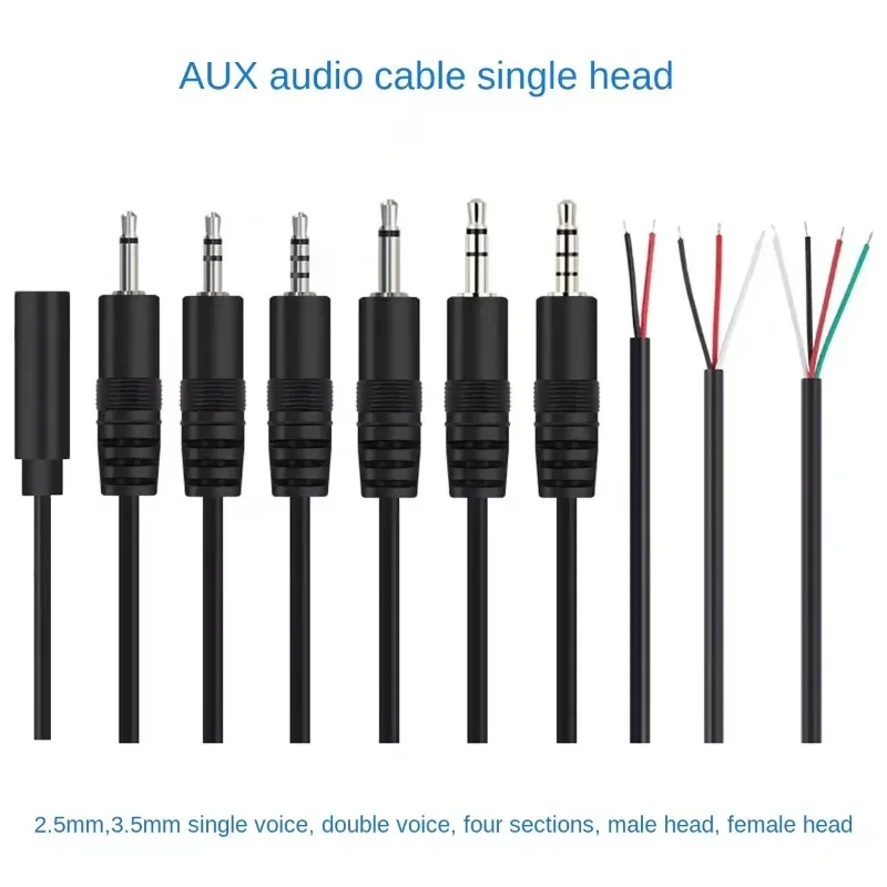 3.5mm 2.5mm Male Plug/Female Jack to Bare Wire Open End TS Mono/3 Pole/4 Pole TRRS Stereo Plug Jack Connector Audio Cable