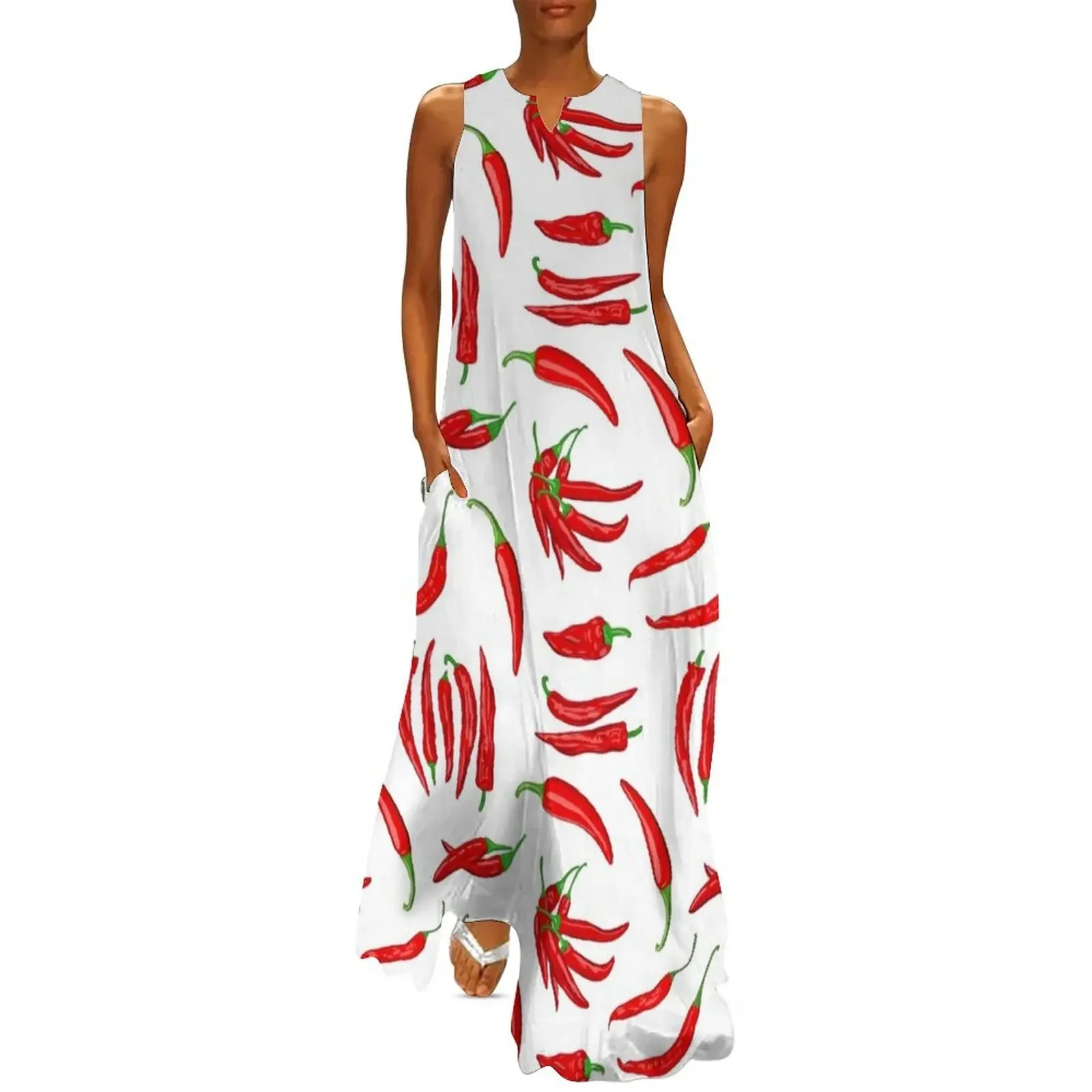 

CHILLI PEPPERS Long Dress sensual sexy dress for women summer dress woman 2025