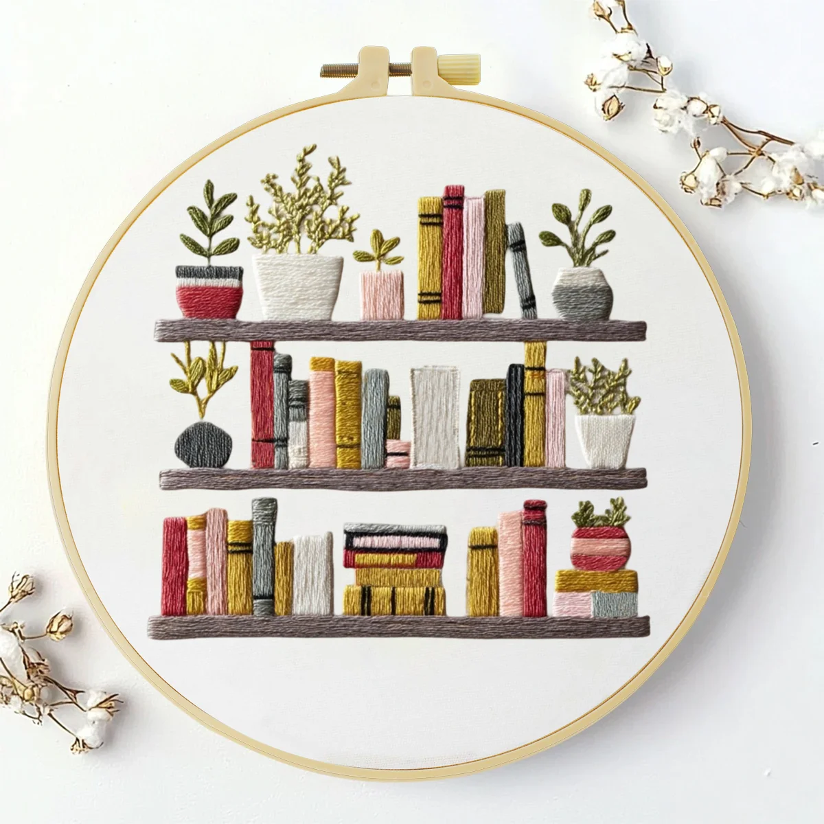 1 Stück 20X20CM/15X15CM 7,87/6,3 Zoll Bücherregal-Tasche Stickerei-Starter-Kit DIY-Kit DIY-Stickerei-Set Handarbeits-Set für Anfänger – Detail 3