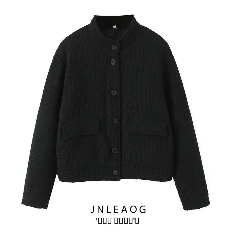 

Women's Cotton Jaet Thiened Cotton Long Sve Small Stand Collar Autumn New Sle Street Sle Hooded Zipper Pure...