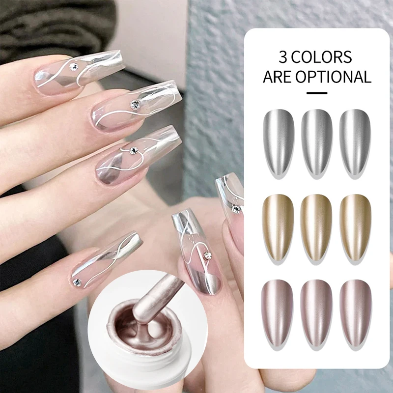 

5g Silver Gold Rose Red Metal Gel Nail Polish 3D Metallic Nail Polish Stripe Line Soak Off UV Gel Metal Painting Drawing Gel