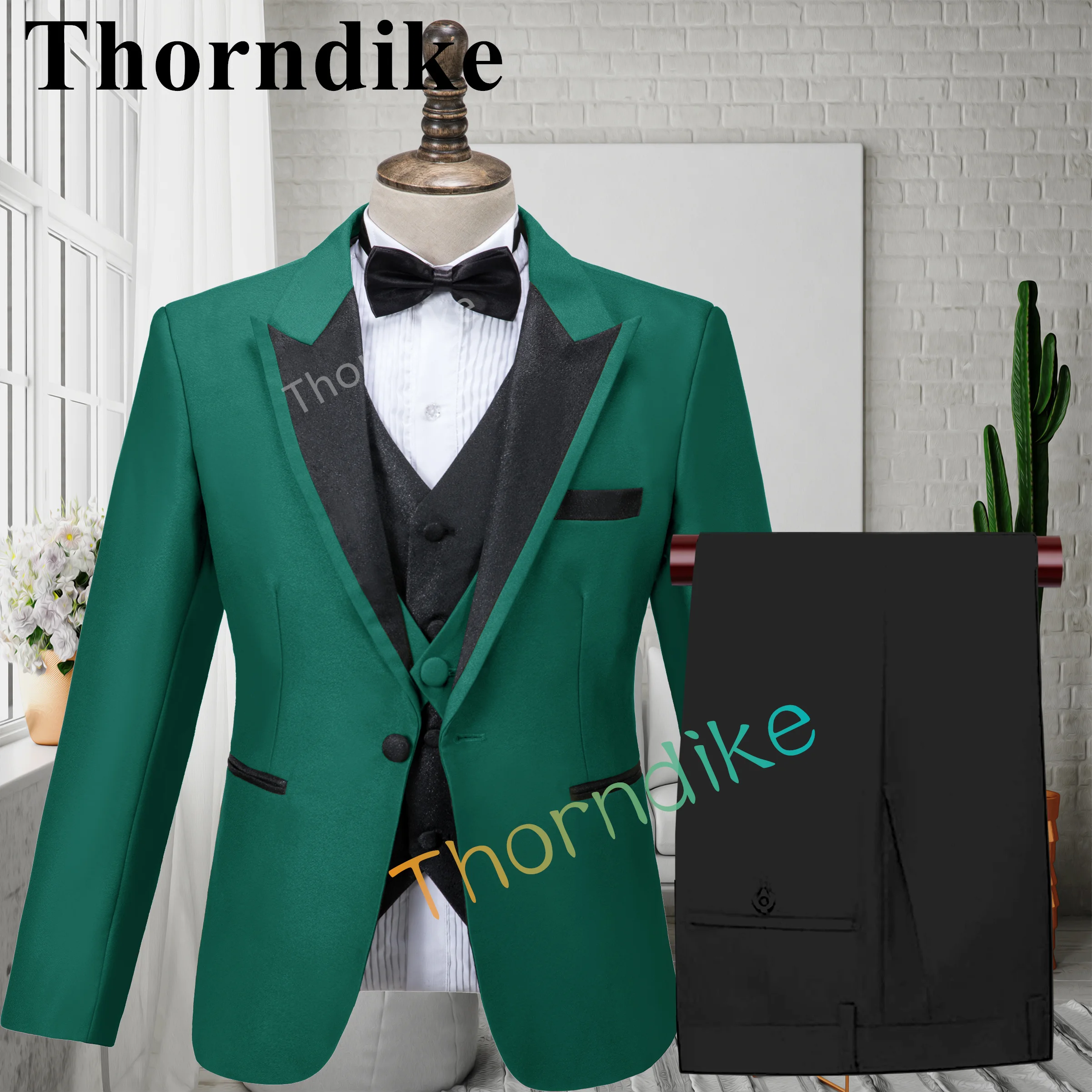 Thorndike Nieuwe Mannen Mode Speciale Stof Rode Blazer Custom Bruidegom Pak Bruiloft Tuxedo Elegante 3 Delige Set