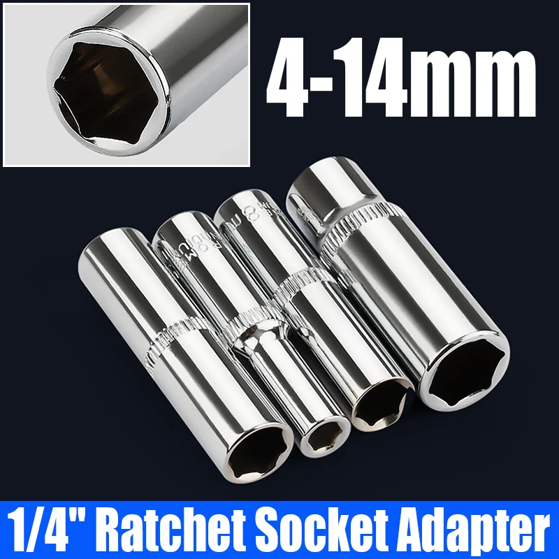 

11PCS 1/4" Ratchet Socket Adapter Set 4-14mm Hex Socket Wrench Head Socket Adapter Socket Driver Ratchet Wrench For Auto Repair