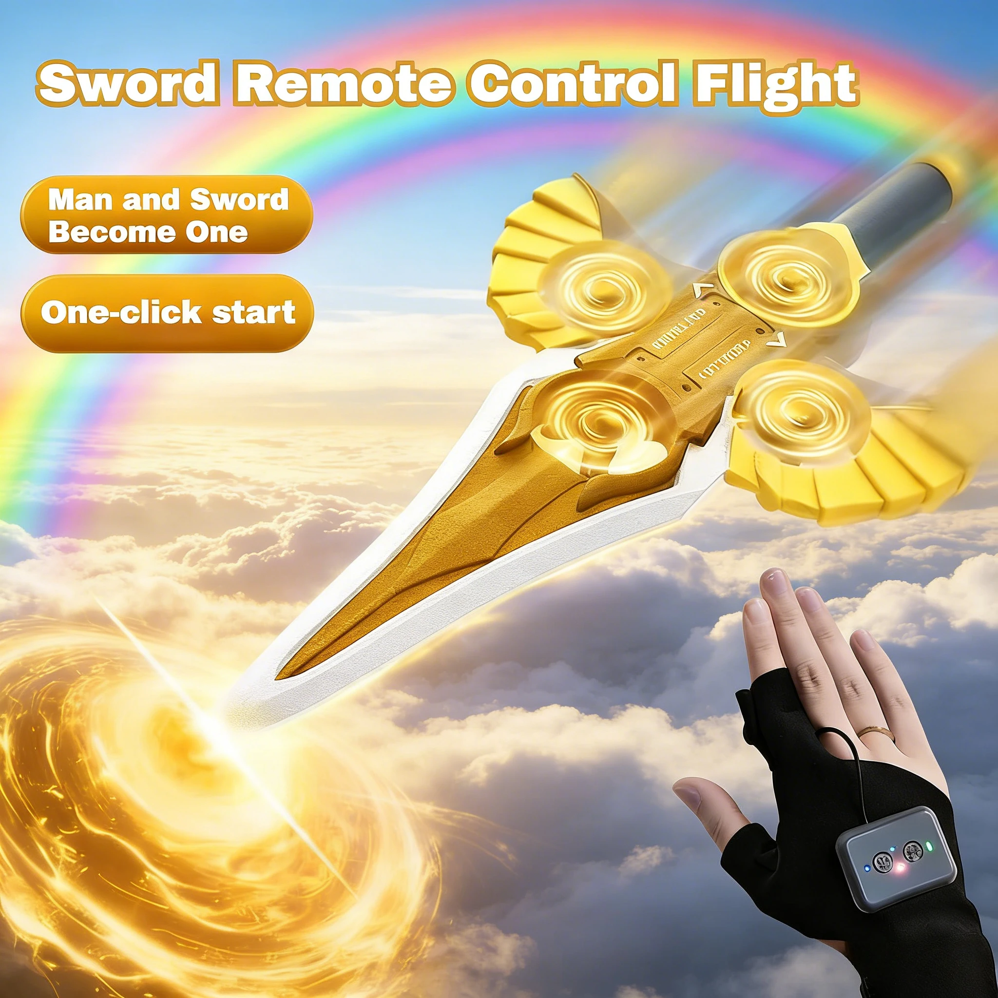 

RC Flying Sword Glider Drone with Hand Wave & Controller Mode, 3-Speed Stunt Plane for Kids,Teens & Adults,LED Lights,Aerial Fun