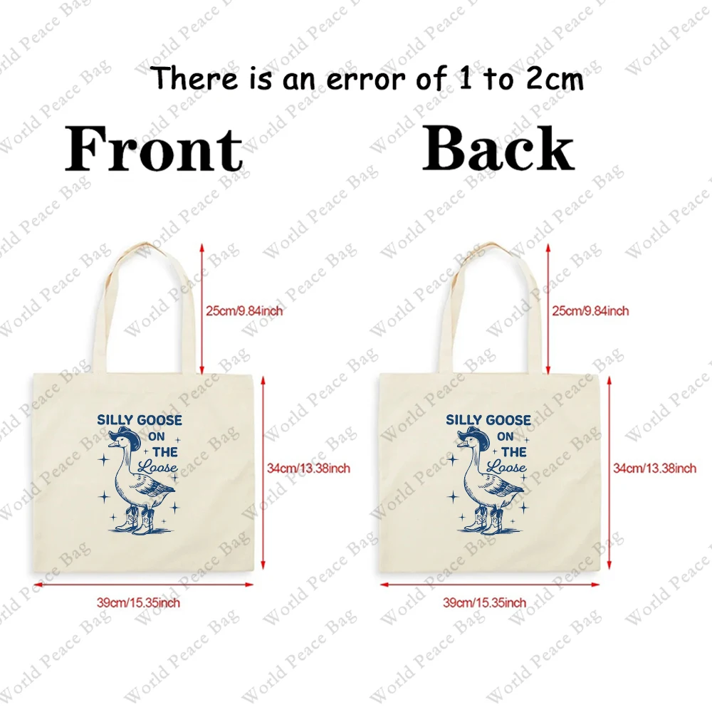 1 pc Silly Goose On The Loose pattern Tote Bag Canvas Shoulder Bag For Travel Daily Commute Women\'s Reusable Shopping Bag