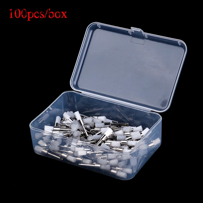 

100Pcs/box Dental Polishing Polisher Prophy Cup Brush Brushes Nylon Latch Flat