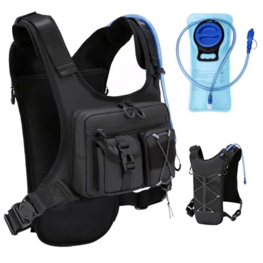 

USA Patent Running Hydration Vest Backpack, Lightweight Chest Pack with 2.0L Water Bladder Bag Daypack for Hiking Running Cycli