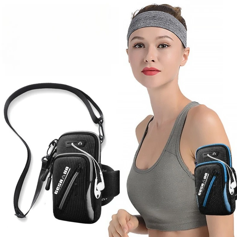 

HAISSKY Zipper Running Bags For iPhone 17 Pro Max 17 Air 16E 15 Plus 14 13 12 Samsung Outdoor Sports Armband Pouch With Lanyard