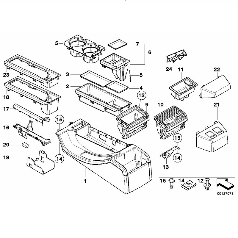 Dubbel Gat Auto Voertuig Vooraan Middenconsole Opbergdoos Munt 51168248505 Voor Bmw E46 3 Serie 318 320 325 330 1998-2006