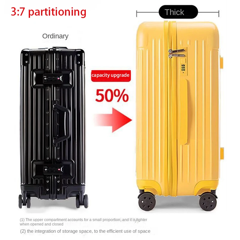 Large Luggage Aluminium Luggage Carrier Fifth Wheel Trolley Case 20 Inch Suitcase Multifunctional Zipper Universal Wheel Case