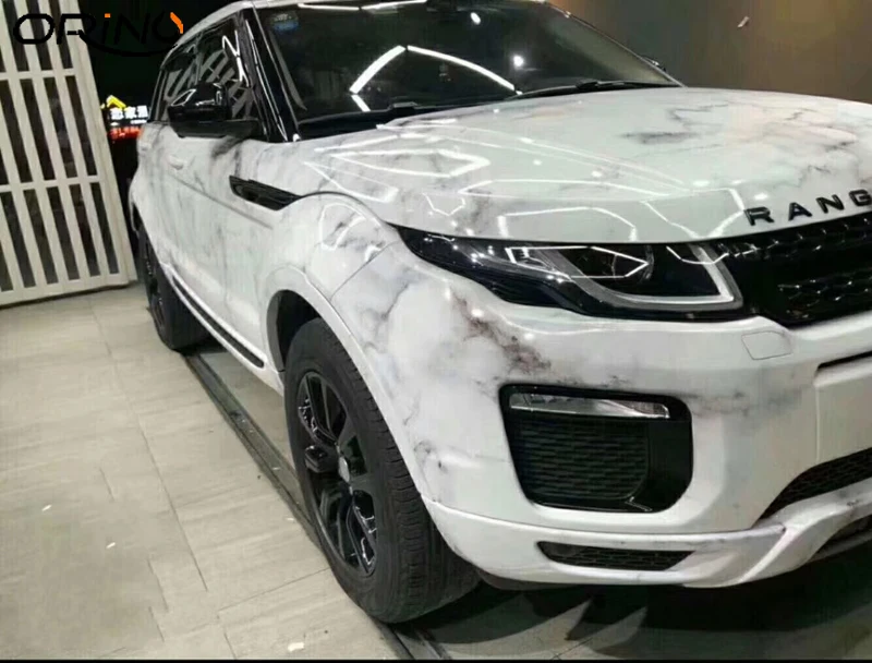 

White Marble Pattern Camouflage Vinyl Car Wrap Foil DIY Decal Wrapping with Air Release