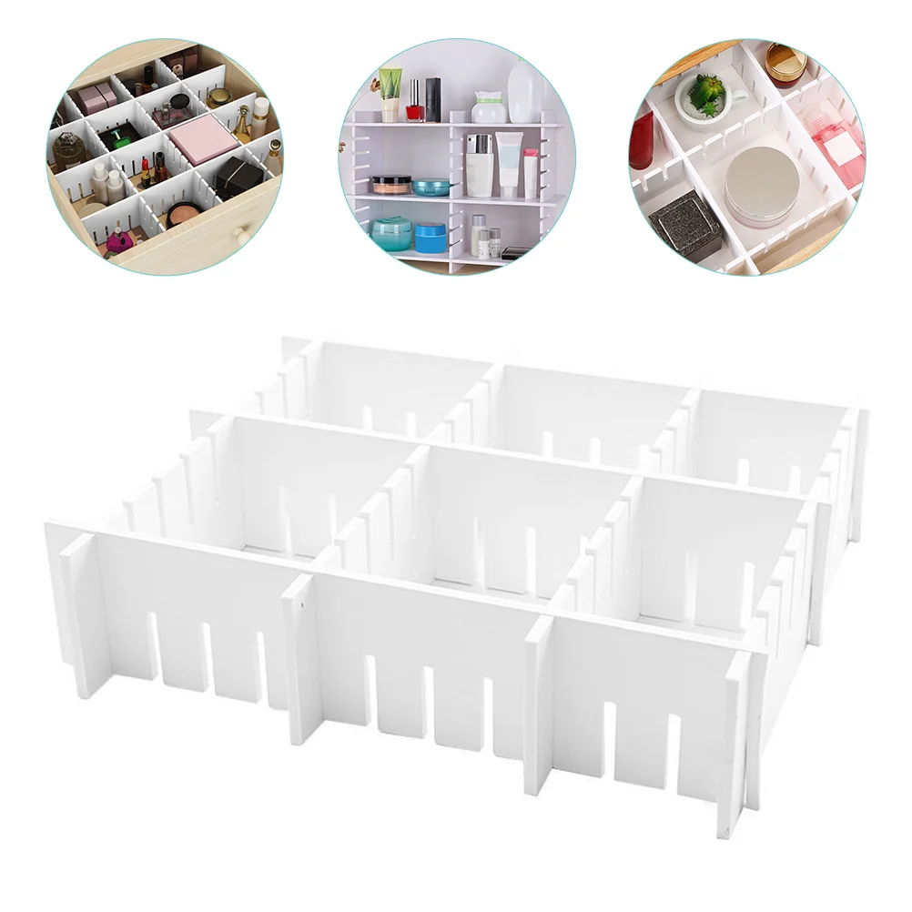 7pcs Sturdy Pvc Drawer Partition Boards Multi-Functional Dividers For Home Dorm Storage Organization Bamboo Style