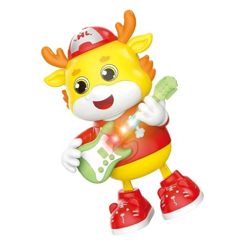 090B Cartoon LED Flashing Dancing Dragon Baby Toy Electric Singing Dragon Chinese New Year Gift Toddler Funny Crawling Toy