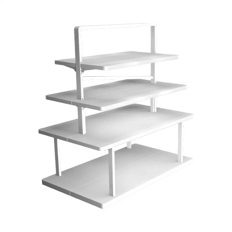 custom.King Display Double-Sided Stepped Structure Visual Transparent Cold-Rolled Steel Metallic Freestanding Light Duty Epoxy P
