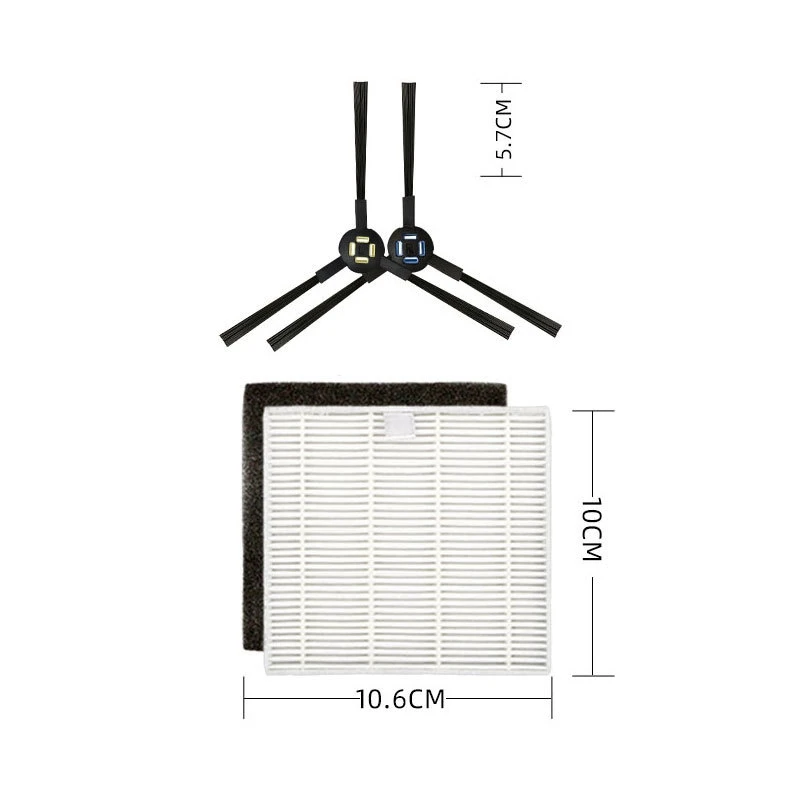 فرشاة جانبية لشاشة التصفية لمكنسة كهربائية آلية ، قماش ممسحة ، قطع غيار لـ Ilife V8 ، V8S ، X750 ، X7