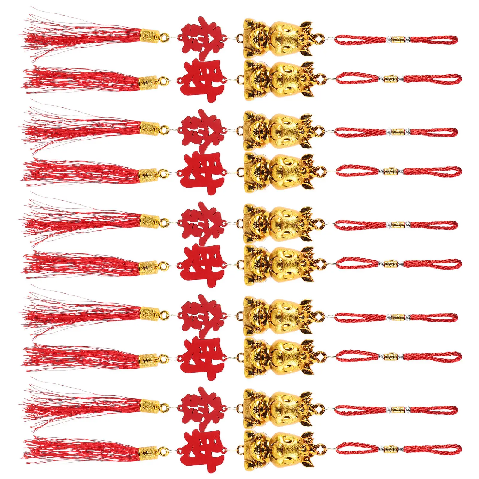 

Набор из 10 золотых подвесок-талисманов «Лошадь» к Китайскому Новому году с кисточками для автомобиля, дома, офиса – Фэн-шуй оберег, подарок на удачу
