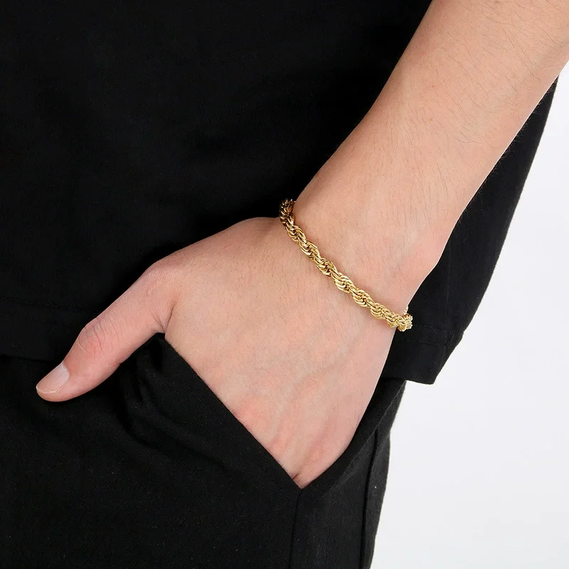18K Gold 925 Sterling Silver 4MM Chain Bracelets For Men Women Unisex Simple Charm Bracelet Wedding Party Gift 20cm 8in image 4