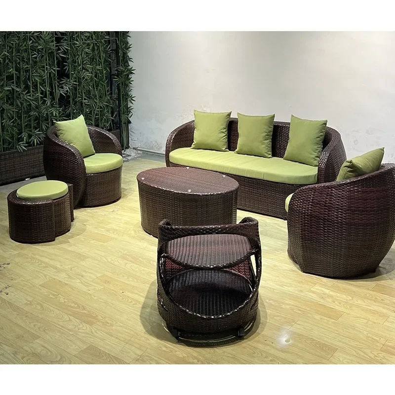 Rattan outdoor furniture open-air balcony leisure living room sofa combination creative cafe indoor and outdoor hotel tables and