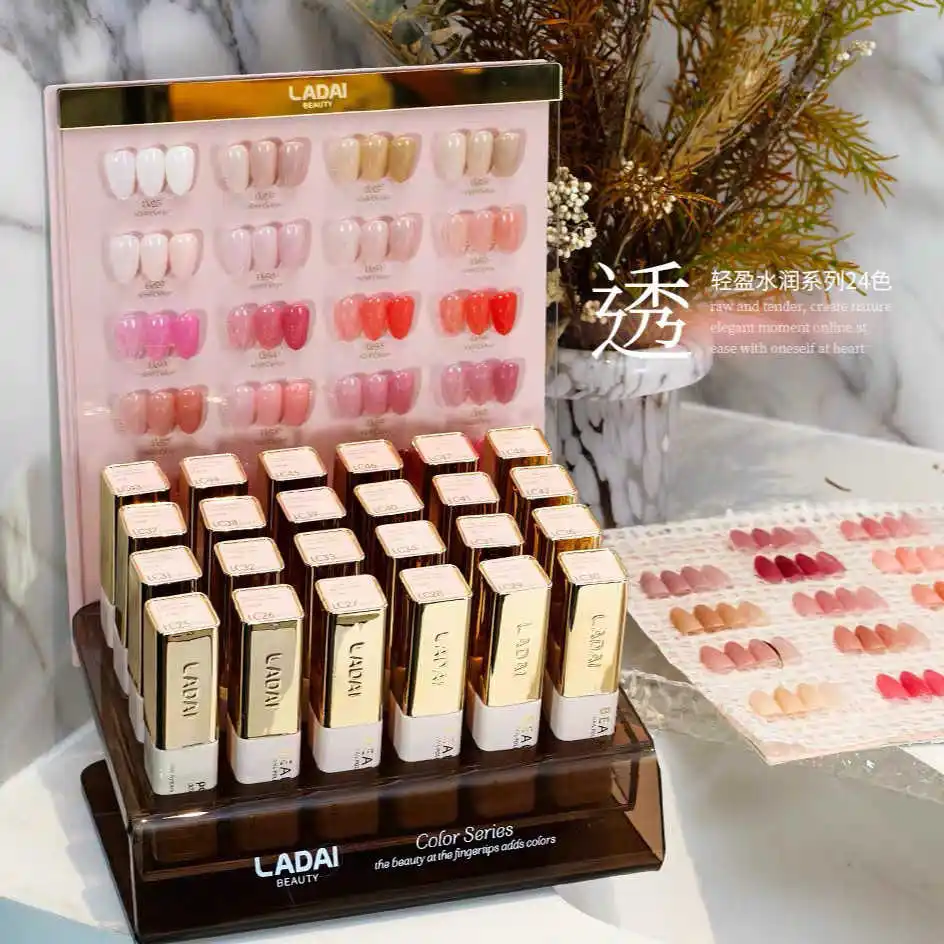 

LADAI Многоцветный 24-цветный желеобразный набор гелей для ногтей Nail Salon 2025 Новая горячая распродажа Модный нетоксичный УФ-гель для дизайна ногтей оптом