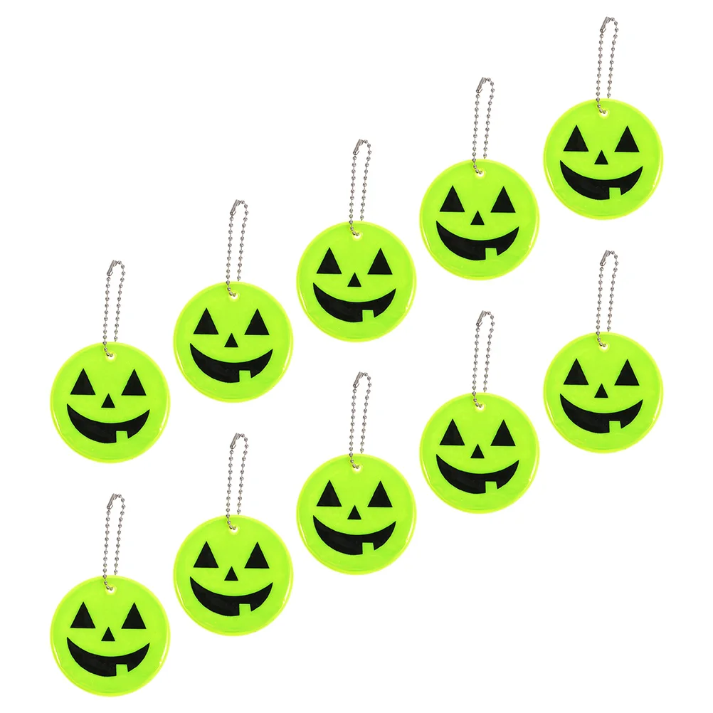 

10pcs Reflective Pumpkin Halloween Decorations Lightweight Pumpkin Pendants Night Riding Reflectors Keychain naments
