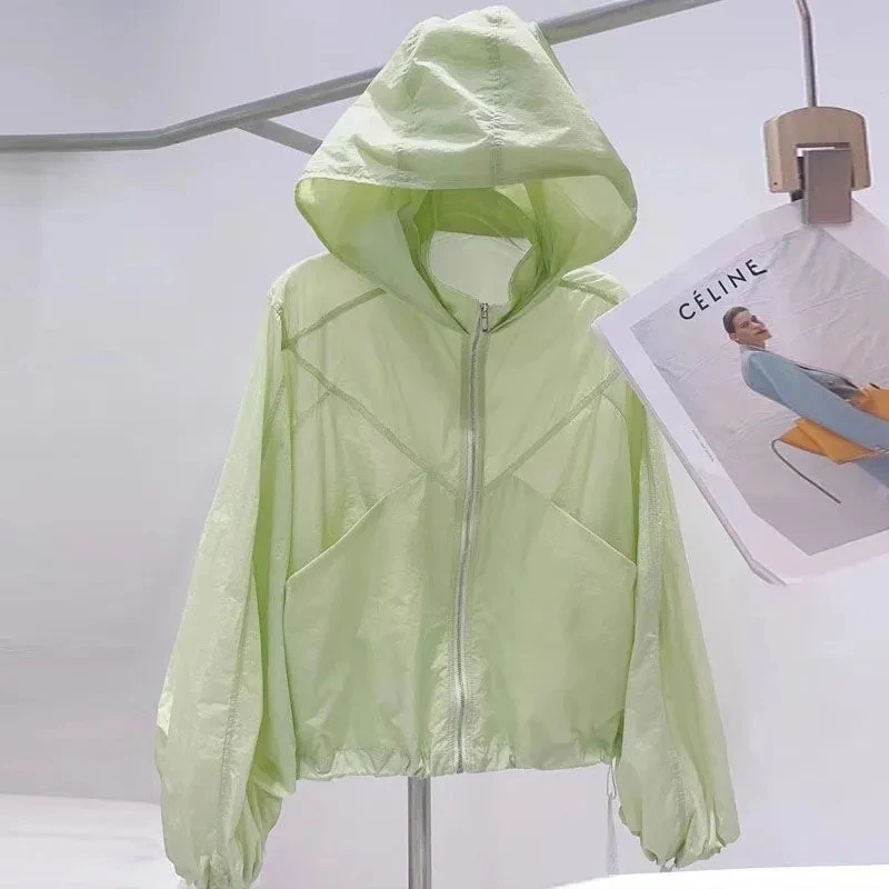 Sunscreen Coat Female 2026 New Summer Hooded Sun-protective Clothing Women Temperament Breathable Cardigan Frivolous Tops