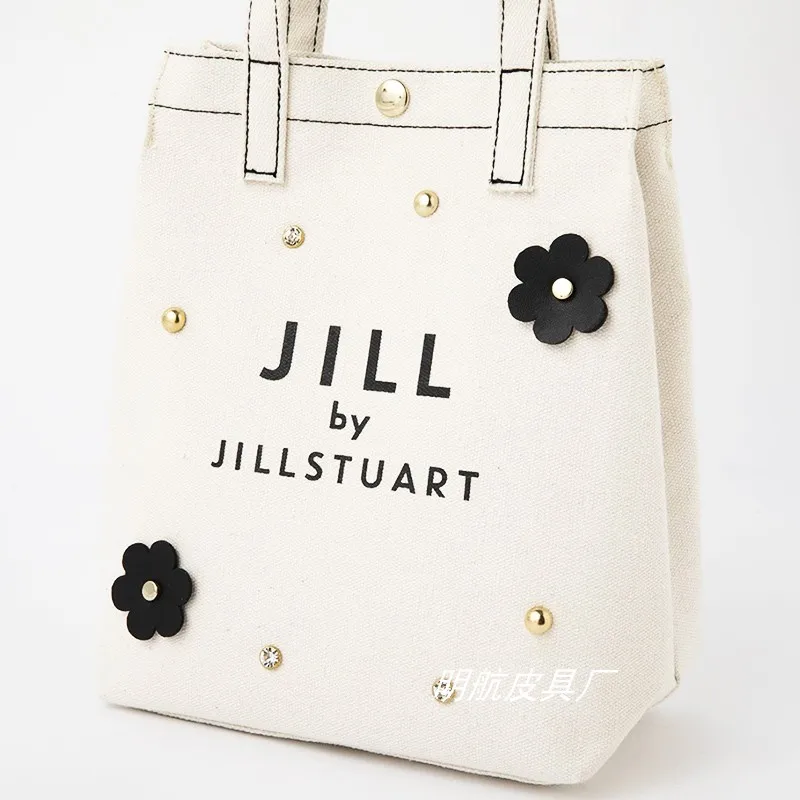 Japanese Crossbody Magazine Appendix Bag Cute Flowers Handbag Versatile Small Black Shoulder Bag Storage Dual-Use Women's Bags