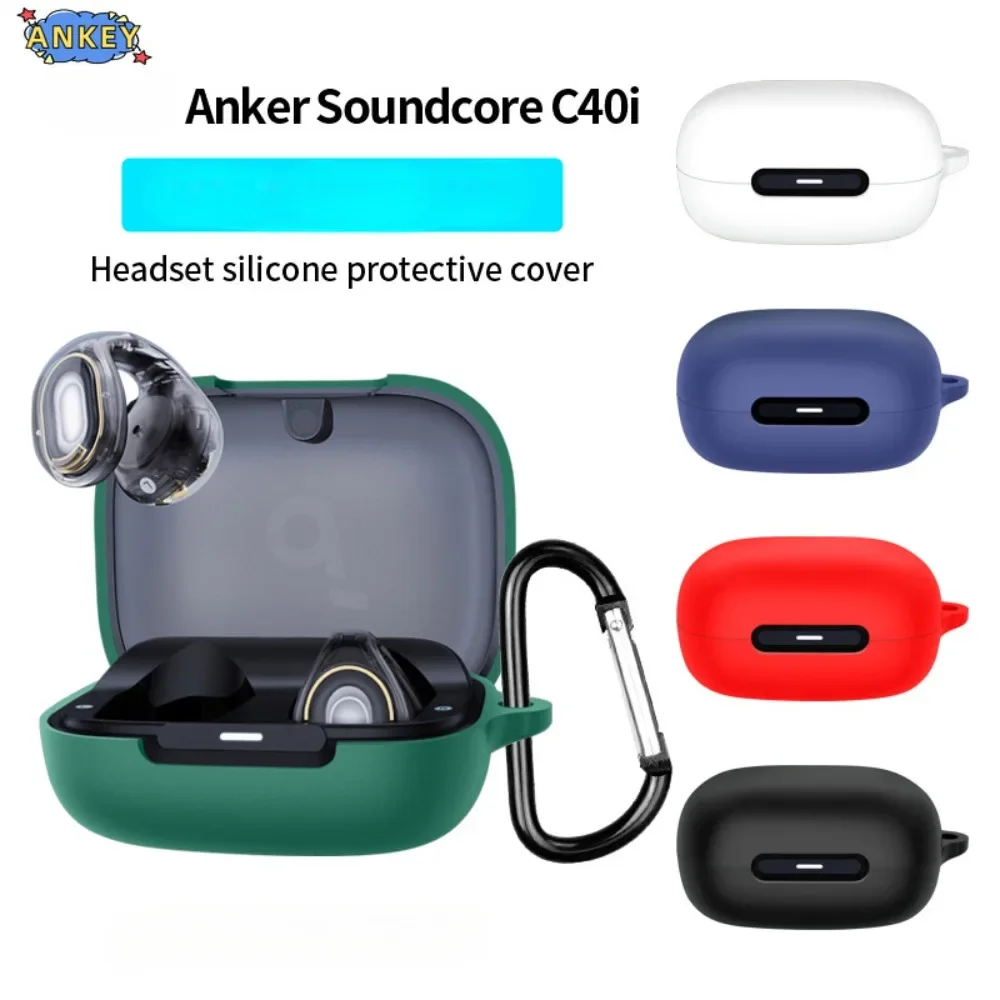 Capa para soundcore c40i c30i fone de ouvido capa protetora anti-queda silicone macio sem fio bluetooth fones de ouvido carregando