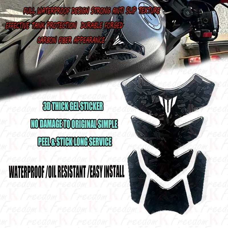 3D Forged Carbon Fiber Motorcycle Tank Pad Fit For MT MT-07 MT-09 MT07 MT09 FZ-07 FZ-09 Waterproof & Anti-slip Wear Resistant