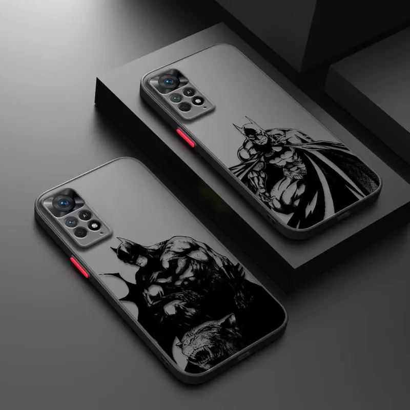 Black-Batman-Superman Matte Case For Xiaomi Redmi Note 11 12 12S 10 Pro 8 9 8T 11T 9S 10S 11S Cover for Redmi 12 10 K40 10C 12C