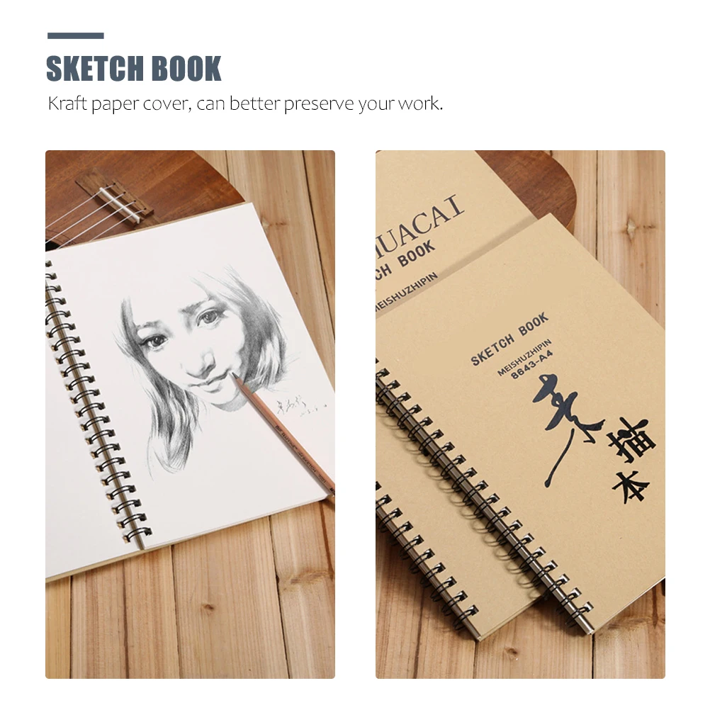 

2pcs Art Sketch Book Student Sketchbooks Blank Paper Pad for Drawing Painting Notebook Outdoor Gift
