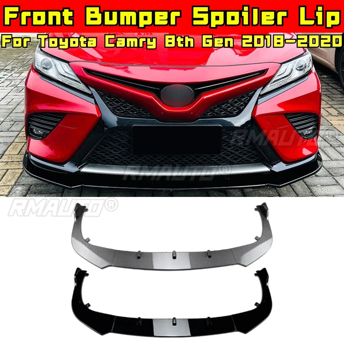 

For Toyota Camry 8th Gen 2018-2020 Modification Part Front Bumper Spoiler Front Bumper Diffuser Apron Lip Cover Car Accessories