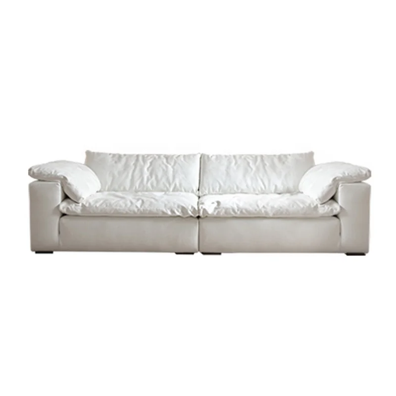

-ss Cloud Sofa Cream Wind Big Seated Deep Straight Row Four-Seat Sofa Modern Living Room Frosted Velvet Down Sofa