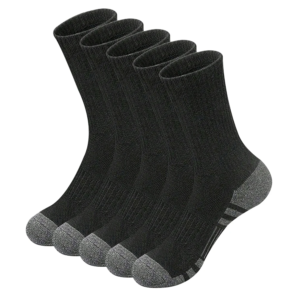 5 Pairs of Men's and Women's Socks, Mid-Calf Sports Socks, Black, Special Promotion, Y2K Style, Cute and Fun Sports Socks, Suitable for Everyday Outfits, Fashionable Gifts