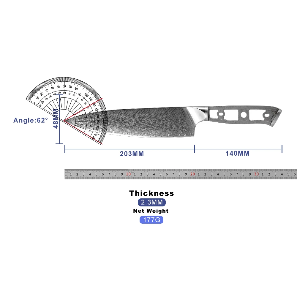 Imagem -05 - Diy Artesanal 67 Camadas Aço Damasco Forjado Faca de Cozinha em Branco Japonês Damasco Chef Faca Material Lâmina Afiada Dropshipping