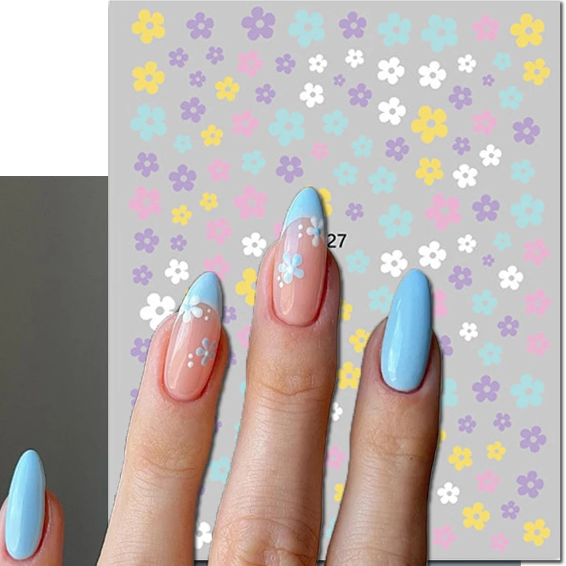 3d Nail Art Decals Candy Colors Petals Flowers Adhesive Sliders Nail Stickers Decoration For Nail Manicure