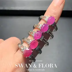 8*6 MM Natural Ruby Ring Adjustable Female Classic Ring Jewelry for Women Gift Wholesale High Quality Vintage Fine