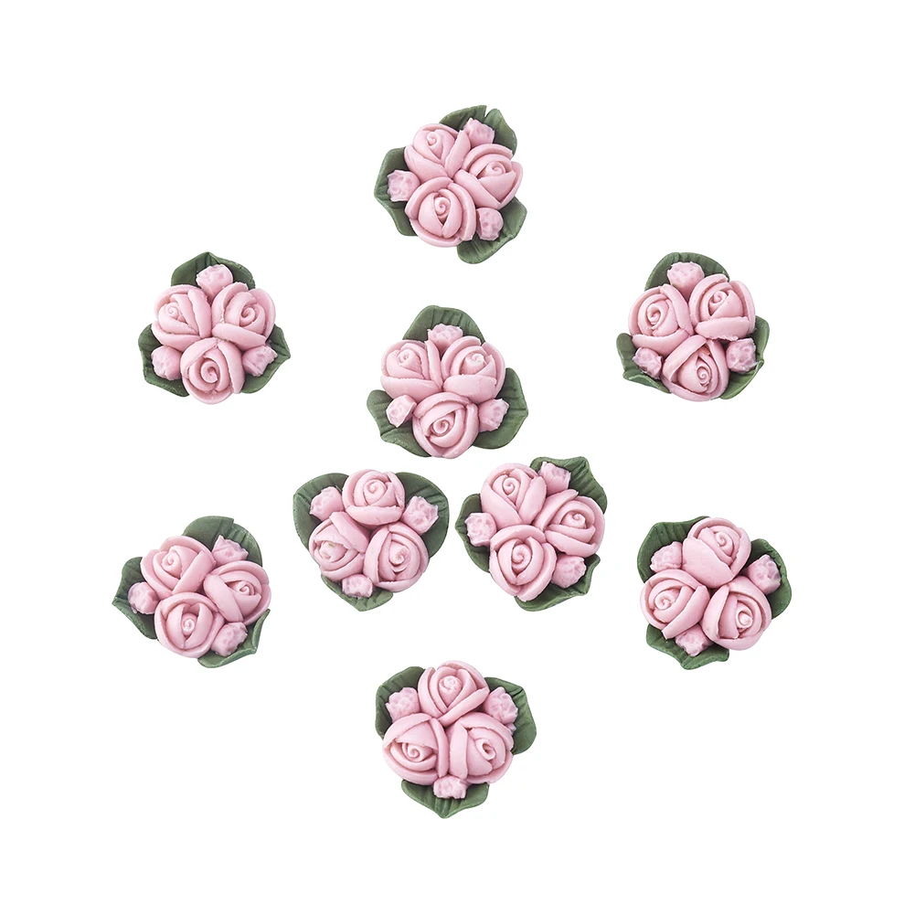 50pcs Handmade Porcelain Cabochons Chinese Clay Beads Flower DIY Jewelry Accessories Findings Handicrafts Supplies 3 style-size