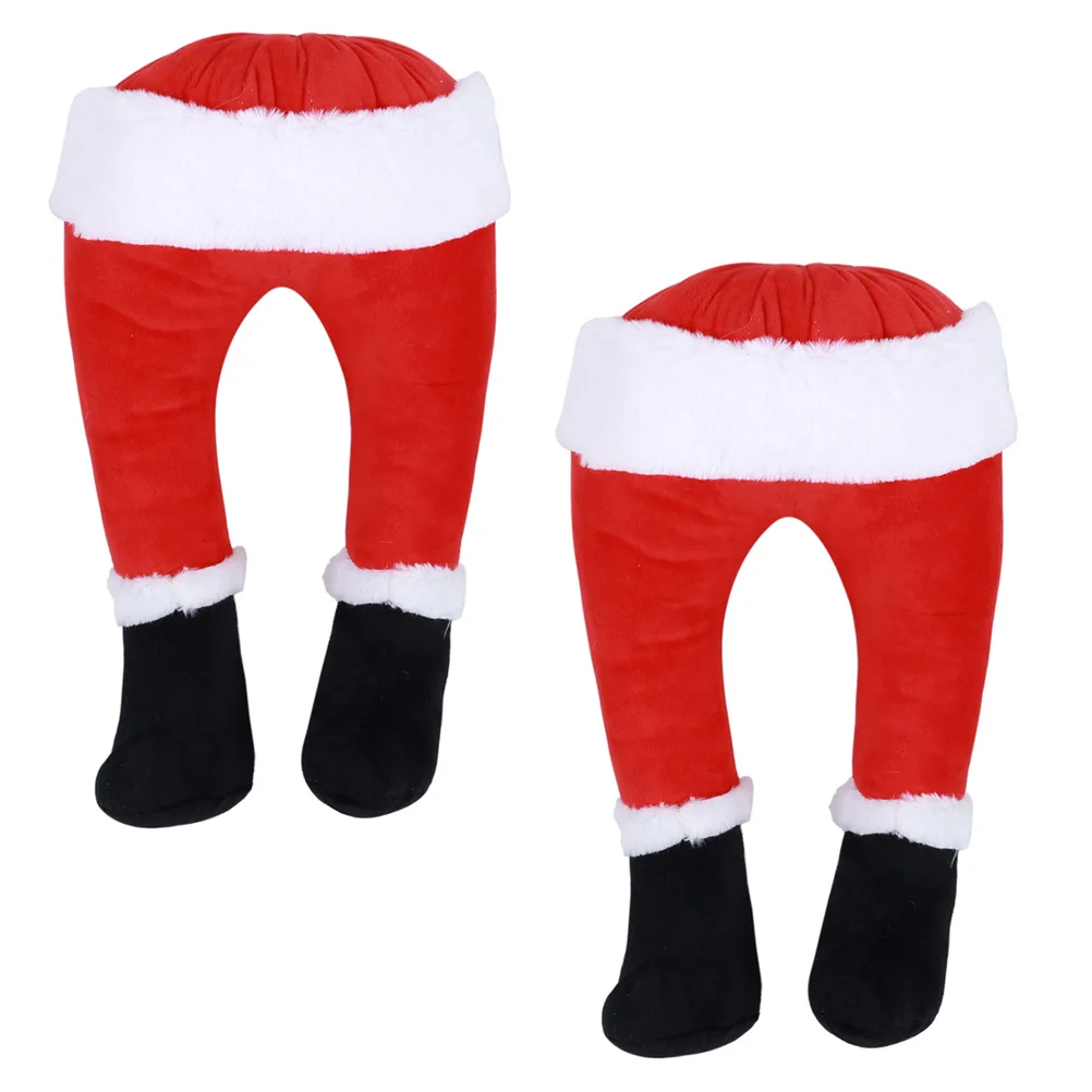 

2 Pcs Santa Prosthetic Leg Xmas Tree Decors Fake Claus Legs Christmas Ornament Party Supplies Fireplace Dining Table