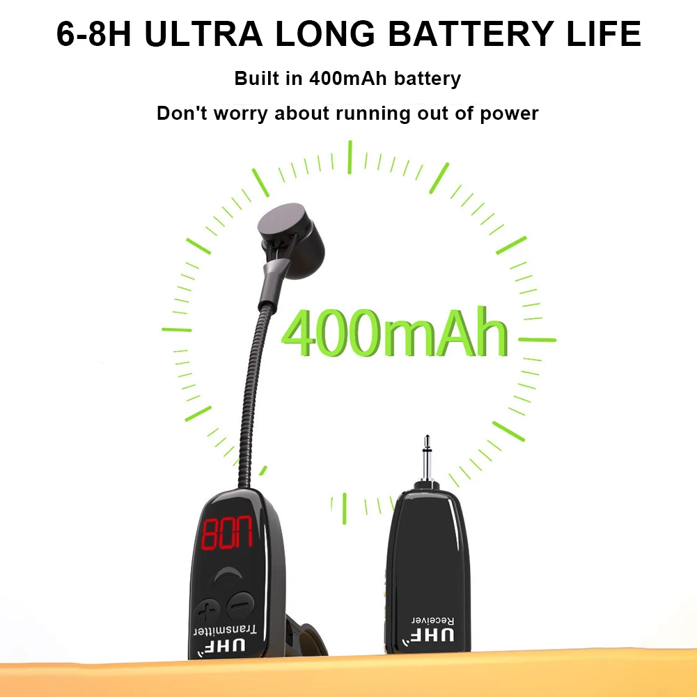

UHF Wireless Instruments Microphone Clip Wireless Receiver and Transmitter Musical Instrument Microphone for Flute Clarinet
