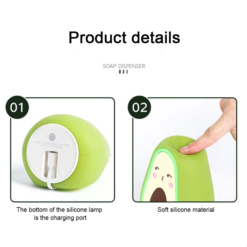 Lámpara LED de silicona con forma de aguacate para niños, luces nocturnas de dibujos animados, luz ambiental de silicona de Color fruta, luz de dormitorio, carga USB, táctil