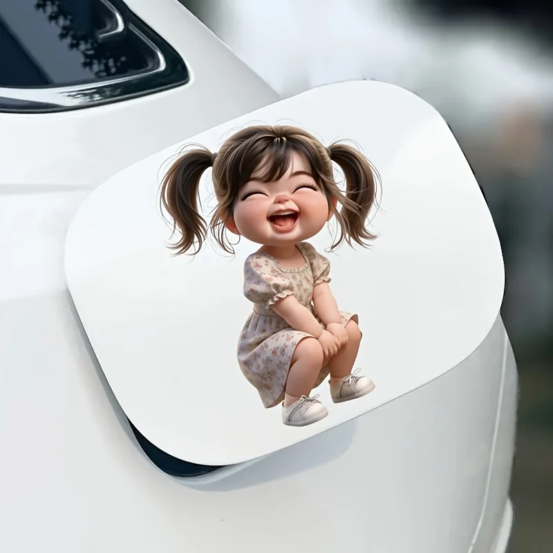 Happy Girl Vinyl Sticker Cute Cartoon Decal for Laptop Water Bottle Truck Phone Motorcycle Car Window Wall Cup Decor