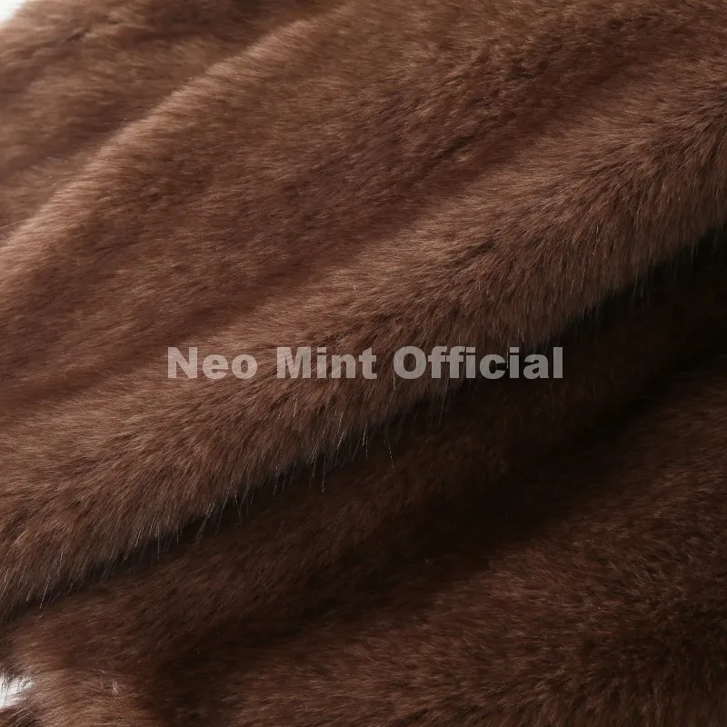 Neo Mint Winter 2026 New Stylish Mocha Brown Belted Wrap Fur Coat Women Street Fashion Girls Fluffy Faux Fox Fur Jacket Overcoat