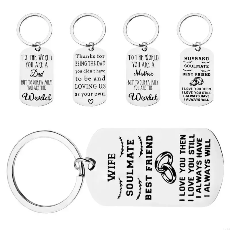 5Pcs Stainless Steel Keychain With Unique Design Stylish Management Pendant C71A