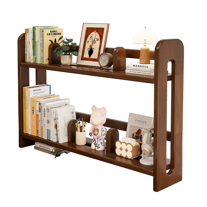 

All solid wood desktop bookshelf, vertical student multi-layer desk shelf, children's simple book stand storage rack