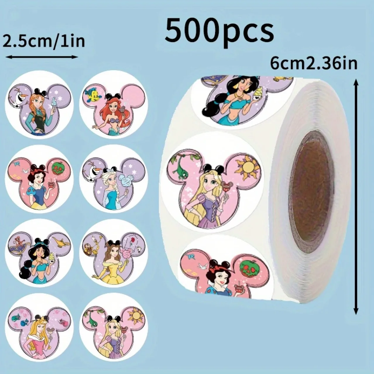

500 шт., наклейка «Белоснежка», детская наклейка принцессы для девочек, милый студенческий материал для справочника, декоративная наклейка, рулонная наклейка, рулонные наклейки, подарок